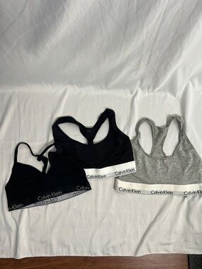 Calvin Klein Bralette Set in Black and Heather Gray